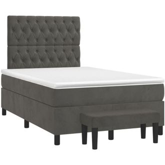 vidaXL Cama Box Spring Con Colch&oacute;n Terciopelo Gris Oscuro 120x190 Cm Vidaxl