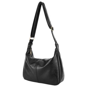 Generic PU Leather Crossbody Bag Retro Shoulder Bag Large Commute Tote Handbag (Black)