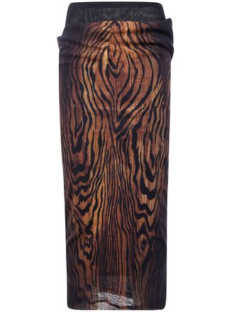 Jean Paul Gaultier Mesh Rok Dubbele Laag Gedrukt Hout