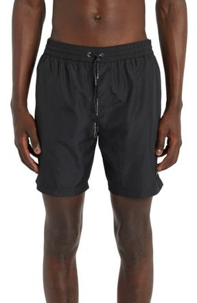 Dolce & Gabbana Box Logo Swim Trunks in Nero at Nordstrom, Size 3