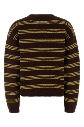 Miu Miu Striped Wool-Blend Cardigan - Brown