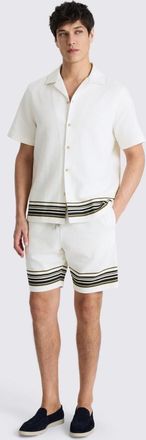 Moss Navy & Khaki Stripe Cotton Shorts