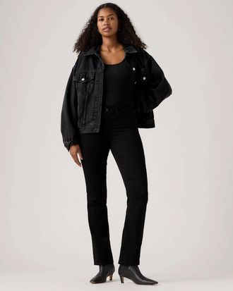 Levi's Womens Levis 314 Jeans Black Denim Mid Rise Shaping Straight Leg GBO1447