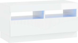 vidaXL Mueble De Tv Led Blanco Brillante Madera De Ingenier&iacute;a Vidaxl