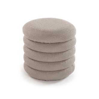 VERSA Taburete puff redondo en algodón marrón