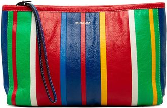 Balenciaga Pre-owned Balenciaga Large Lambskin Striped Barbes Z Pouch Ladies 62ENMTJC9QEJJZG7