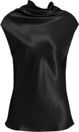Alberta Ferretti Tops, Dames, Zwart, XS, Satijn, Mouwloze satijnen top met vloeiende halslijn