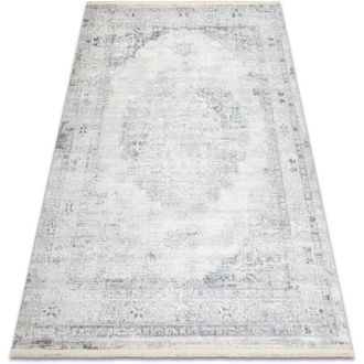 RugsX Distin 0201a Blanco / Azul / Verde Claro Alfombra Moderna - Adorno, Marco, Vintage, Flecos White 200x290 Cm