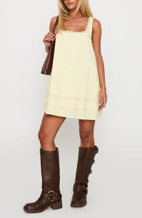 Princess Polly Alanah Embroidered Cotton Minidress in Lemon at Nordstrom, Size 12