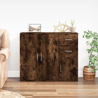 vidaXL Vidaxl - Aparador Madera Contrachapada Roble Ahumado 91x29,5x75 Cm