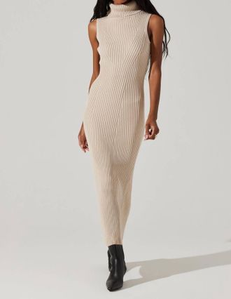 Astr Channary Sweater Dress In Light Taupe