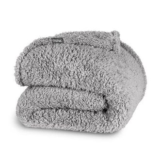 Bare Home Solid Faux Shearling Blanket in Light Grey at Nordstrom, Size Full