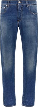 Dolce & Gabbana Logo-patch Straight Jeans - Heren - Regular Fit Jeans - Blauw - 4XL - Katoen - Jeans