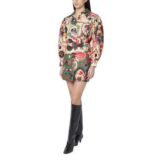 Farm Rio Beaded Belt Mini Jurk - Dames - Shirt Kleedjes - Veelkleurig - XS - Katoen - Kleedjes