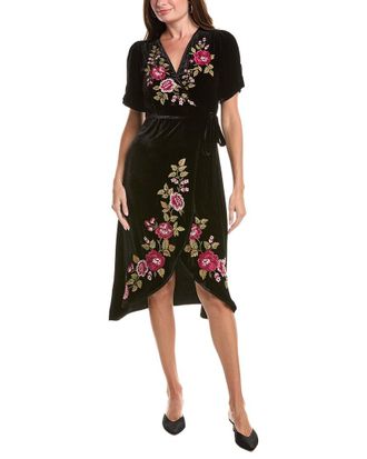 Johnny Was Petite Mehdi Velvet Silk-Blend Wrap Dress
