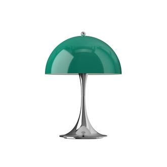 Louis Poulsen Panthella 250 Portable V3 Akku LED-Tischleuchte, chrom / original opal gr&uuml;n