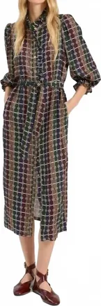 Vilagallo Geo Circle Stripe Midi Dress In Multicolor