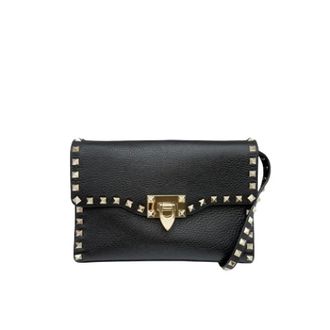 Valentino Pre-owned Leren Crossbody Tas - Dames - Pre-owned - Zwart - Maat: ONE Size Leer