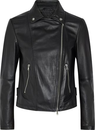 Emporio Armani Leather Biker Jacket - Black - 46 (UK14 / L)
