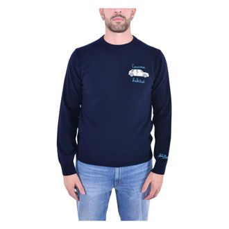 MC2 Saint Barth Round-neck Knitwear, male, Blue, S, Elegant Crew Neck Jumper