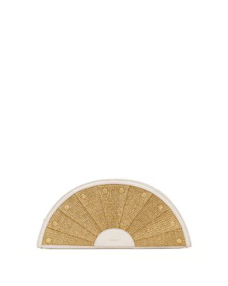 Hammitt Hammitt Shelley Clutch Calla Lily White Raffia Brushed Gold Hammered