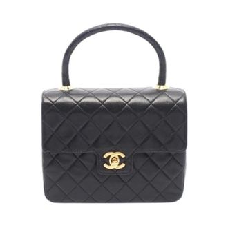 Chanel Pre-owned Mini Matelasse Top Handle Lambskin Handbag - Dames - Vintage Handtas - Zwart - ONE Size - Leer - Vintage