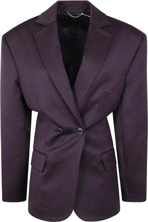 Magda Butrym Double-Breasted Tailored Blazer - Dames - Blazers - Paars - S - Leer - Jassen