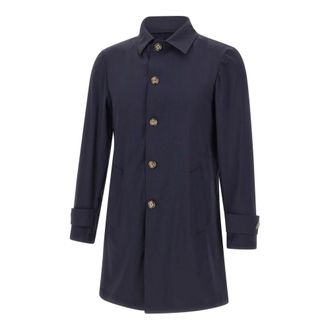 Barba Single-Breasted Coats, male, Blue, Size: 2XL Bristol Trench Coat