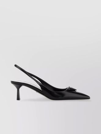 Prada leather pumps glossy finish kitten heel pointed toe