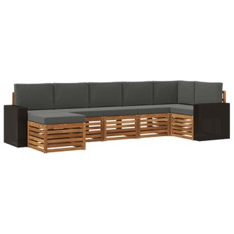 vidaXL Conjunto De Sof&aacute; Seccional Con Coj&iacute;n 7 Pcs Natural Y Antracita Vidaxl
