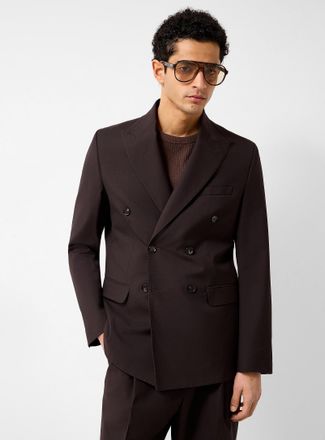 Be Able Mens Brown double-breasted jacket Wool-blend weave by Marzotto