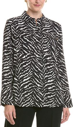 Halston Heritage Printed V-Neck Tie-Front Blouse