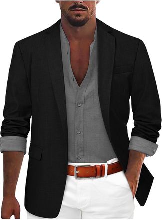 Generic Mens Blazer Jacket Casual: Lightweight Slim Fit Sports Coat For Men Uk MenS Solid Colour Casual Blazers Business Casual Dress Jacket Suit Coat Men Lap