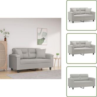 vidaXL The Living Store Divano 2 Posti Cuscini Grigio Chiaro 120 cm Tessuto Microfibra - Cuscini decorativi