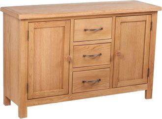 vidaXL Aparador Grande 3 Cajones Madera Maciza Roble 110x33,5x70 Cm Vidaxl