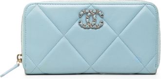 Chanel Blue Leather Long Wallet (Bi-Fold) (Pre-Owned)