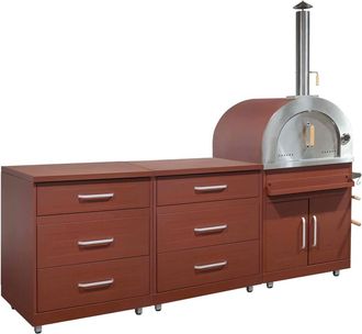 Oviala Cocina exterior de 3 piezas con horno de pizza de ladrillo