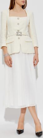 Self Portrait Dress With Belt, Womens, Cream