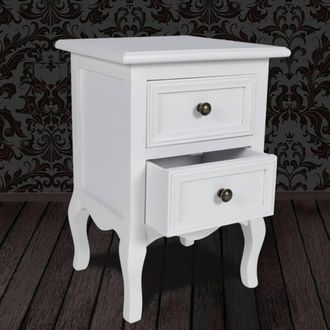 Berkfield Home Nightstand with 2 Drawers MDF White