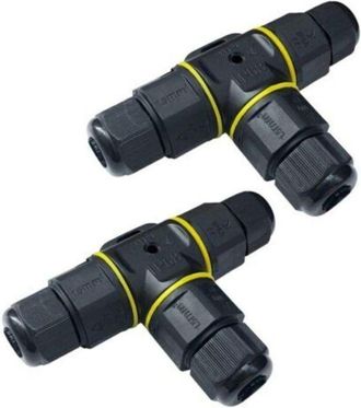 OEM Paquete De 2 Cajas De Conexiones Premium En Forma De T De 4-9 Mm (negras, Pa66), Conector De Cable De 3 Pines, Conector Impermeable Ip68, Conectores P