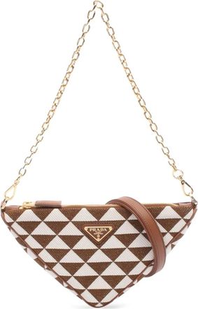 Prada Borsa a spalla a triangolo jacquard Symbole mini 2013-2025 - Marrone