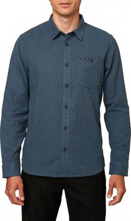 O'Neill Redmond Solid Stretch Flannel Shirt In Cadet Blue