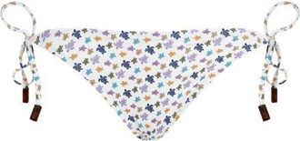 Vilebrequin Women Side Tie Bikini Bottom Micro Ronde des Tortues in White at Nordstrom, Size Medium