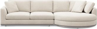 Castlery Hamilton Round Chaise Sectional Sofa Right Facing Customized, Performance Boucle Cream, Spill Resistant, Removable Covers for Sofas, Castlery