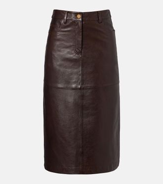 Max Mara Leather midi skirt