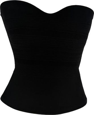 Roland Mouret Sweetheart Neck Tube Top in Black Viscose