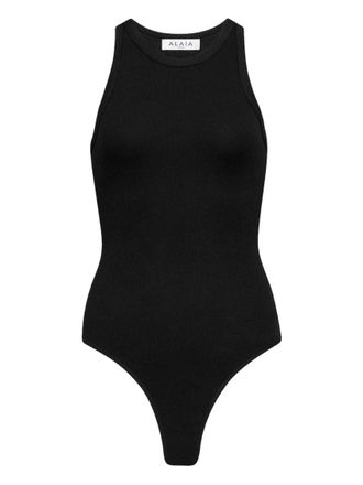 Alaia Black Sculpting Rib Jersey Bodysuit