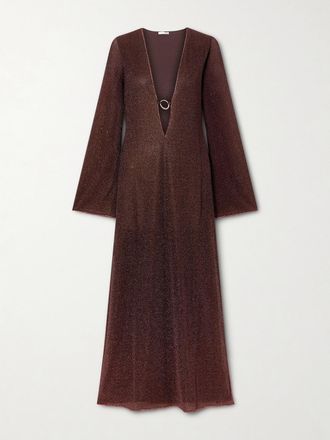 Os&eacute;ree Caftano In Maglia Stretch Metallizzata Lumi&egrave;re - Marrone