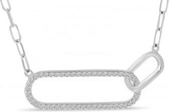 Allurez Diamond Double Paperclip Pendant Necklace 14k White Gold (0.15ct)
