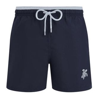 Vilebrequin Mens Solid Bicolor Length Swim Trunks in Marine /Blanc at Nordstrom, Size Xx-Large